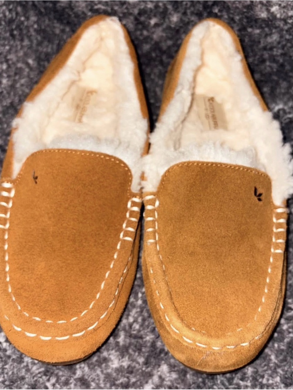 Koolaburra Chestnut Suede Women’s Moccasin Slippers with Cream Lining